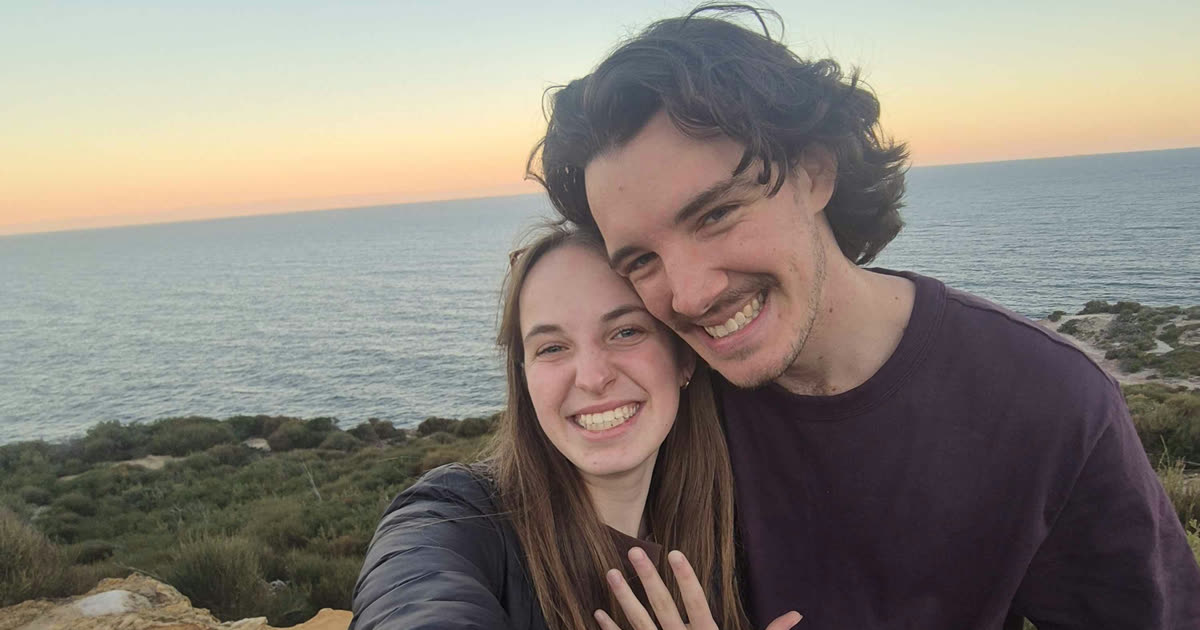 Jordan and Ruby by the sea at sunset